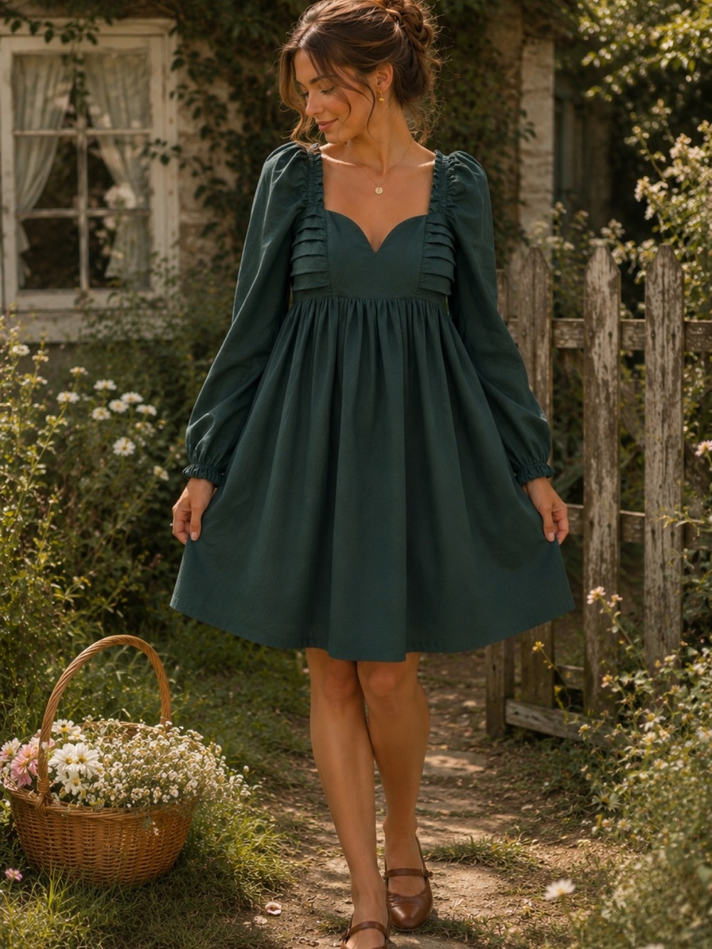 Ha Ha Forest Green Babydoll Dress